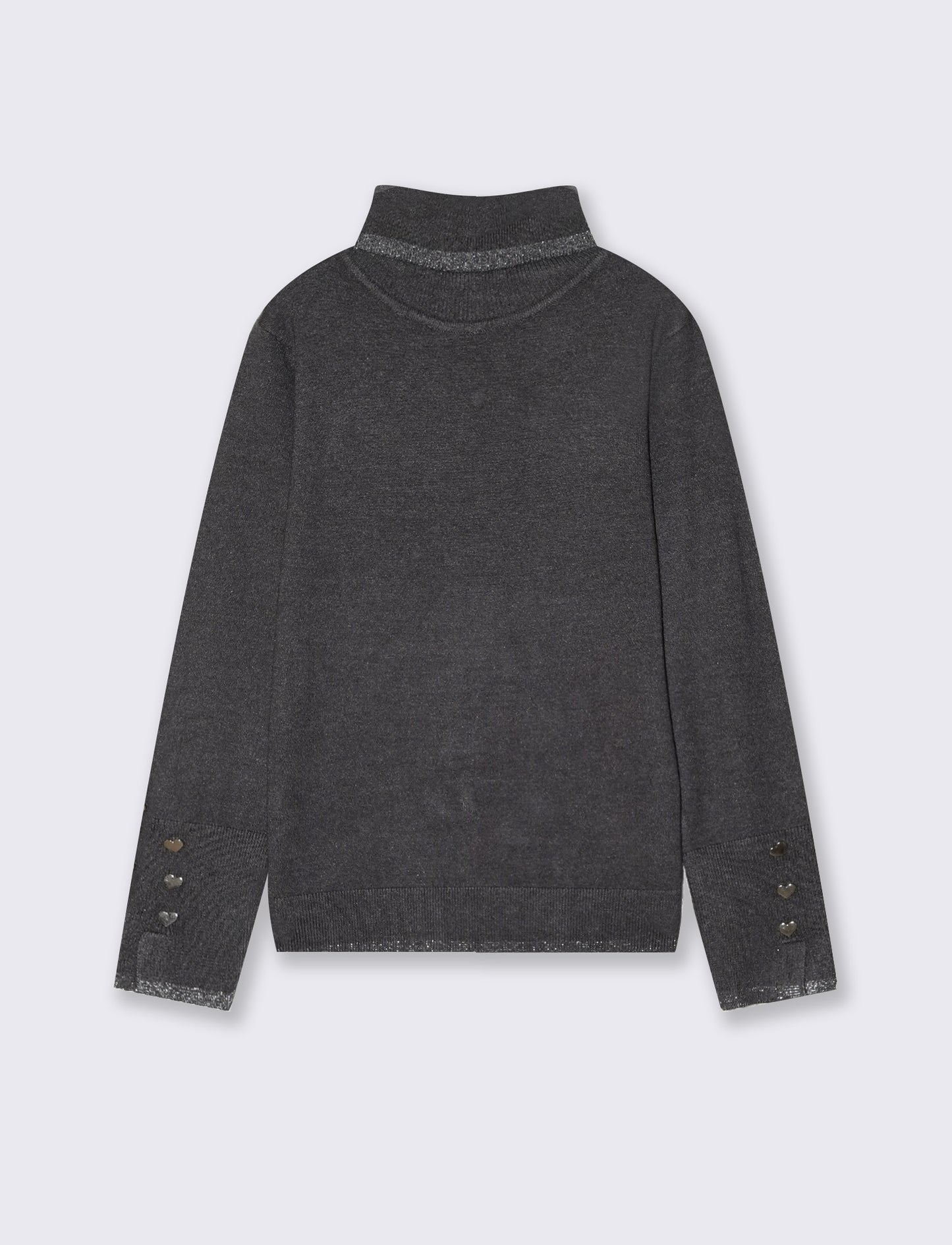 Lupetto with high collar and metallic trim - Grey