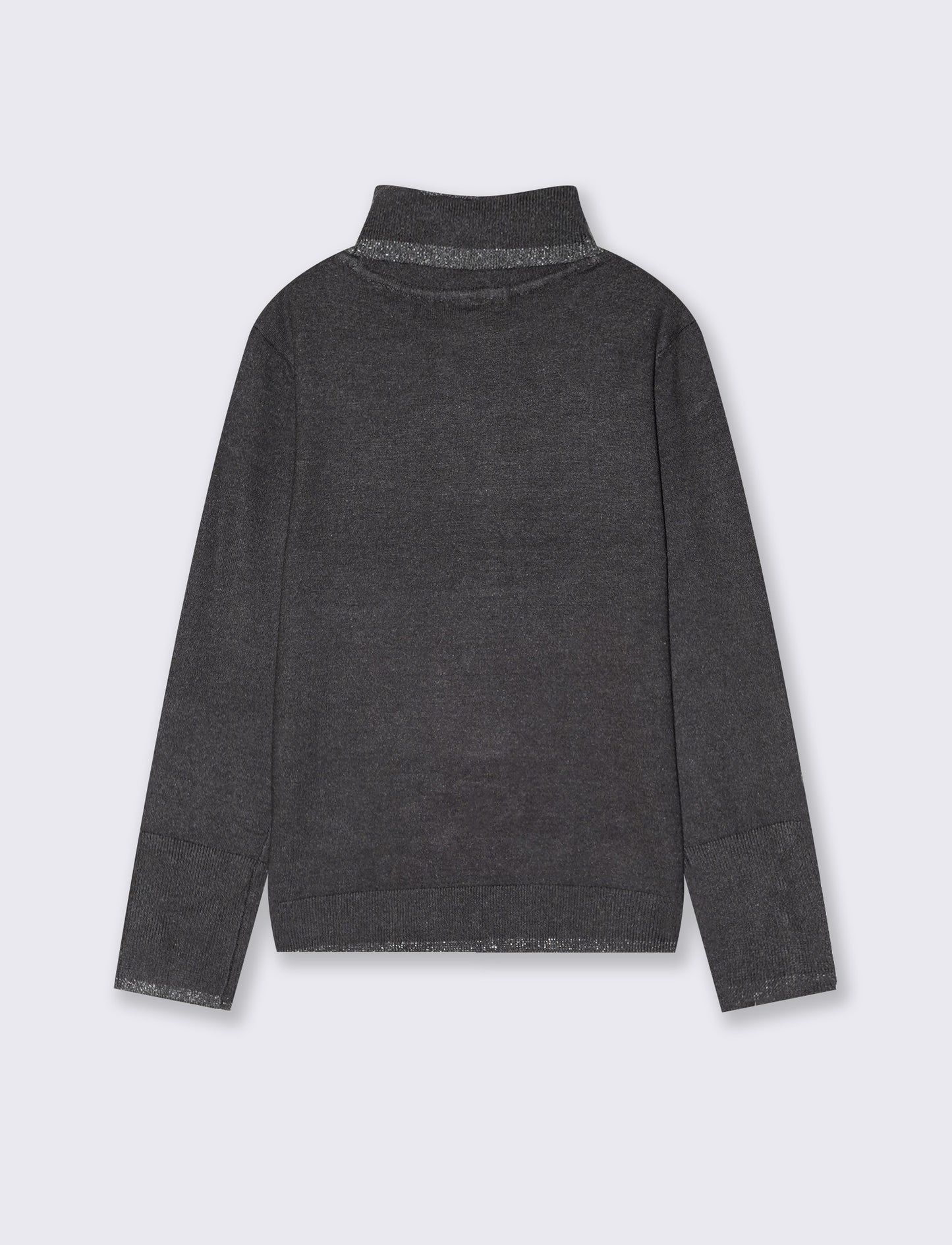 Lupetto with high collar and metallic trim - Grey