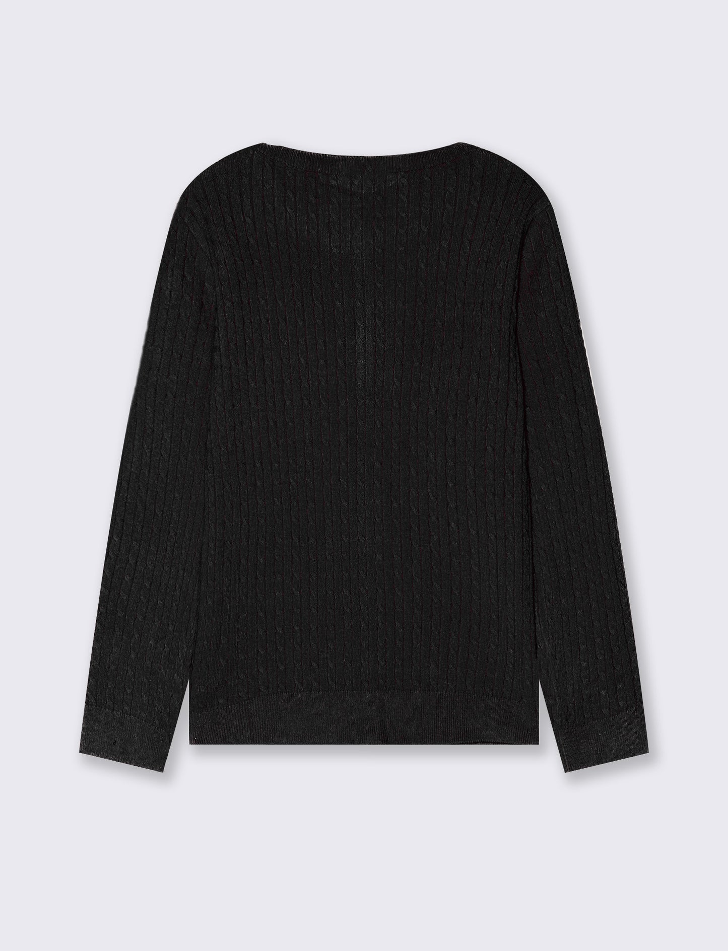 Cardigan girocollo a maniche lunghe treccia - Nero