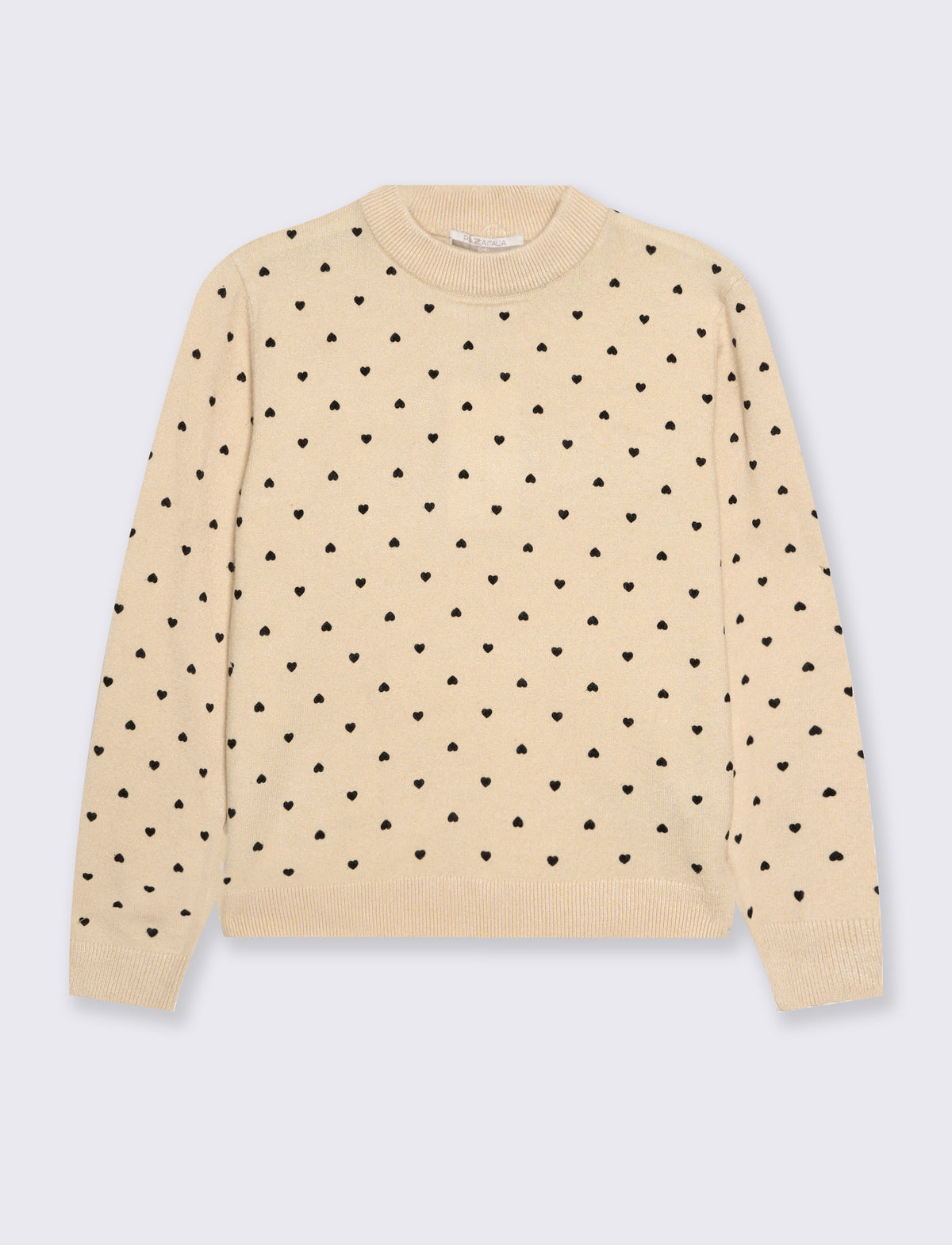 Maglia collo alto con stampa floccata - Beige