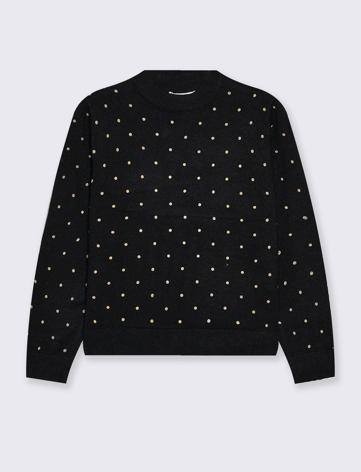 Maglia collo alto con stampa floccata - Nero