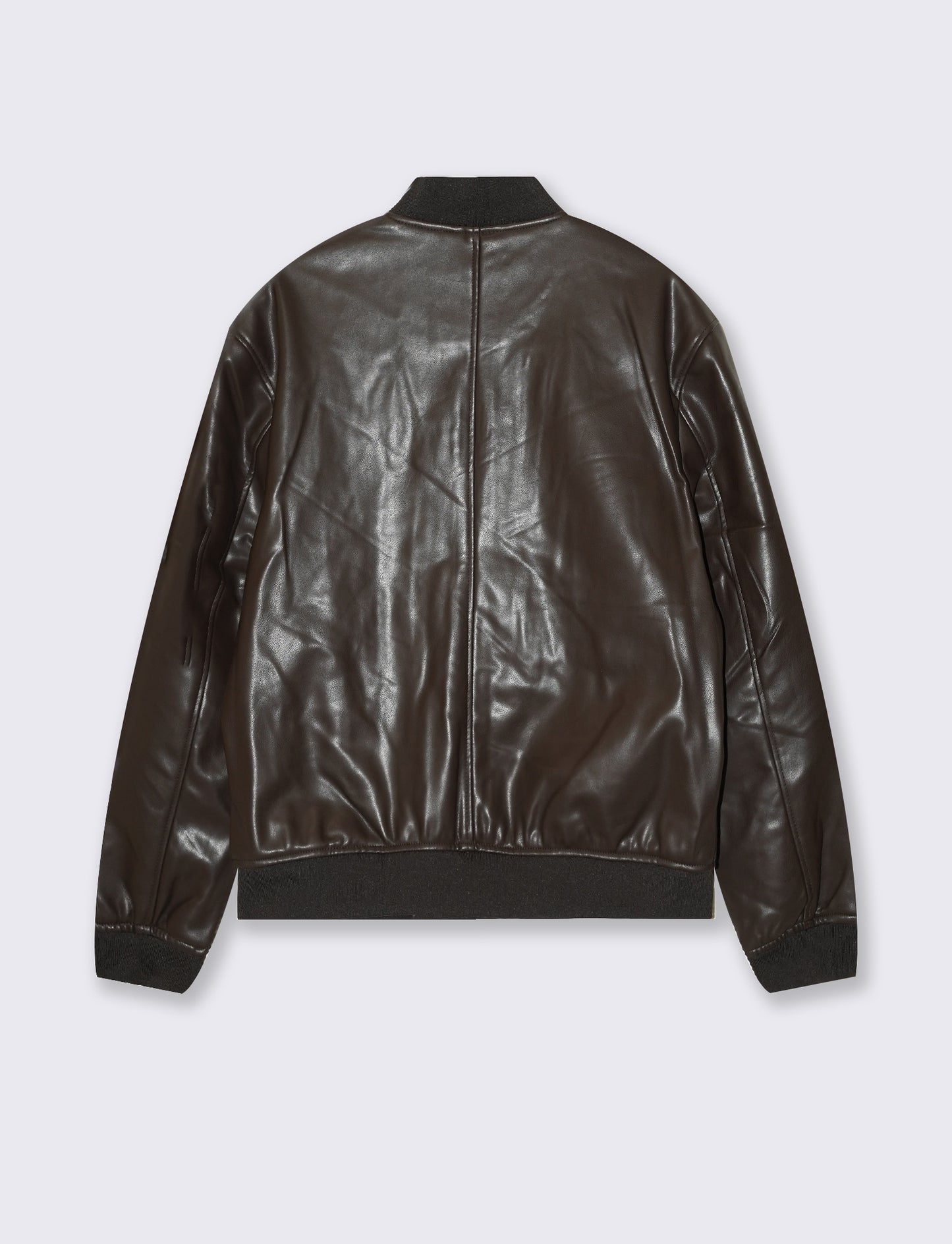 Giubbotto bomber effetto pelle con tasche - Moro