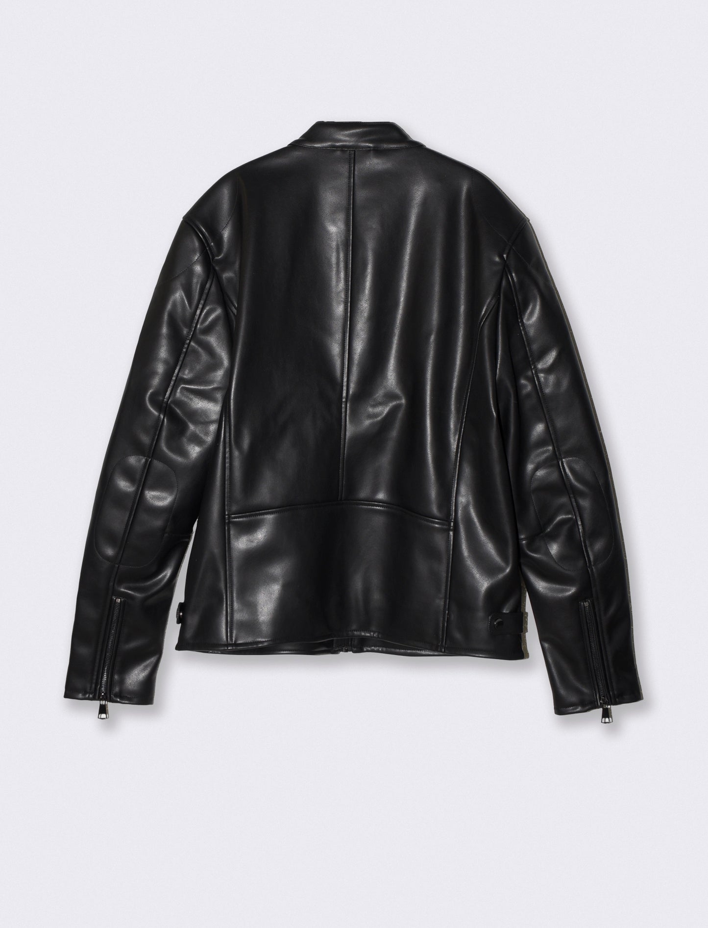 Giubbotto Biker Effetto Pelle con Collo - Nero