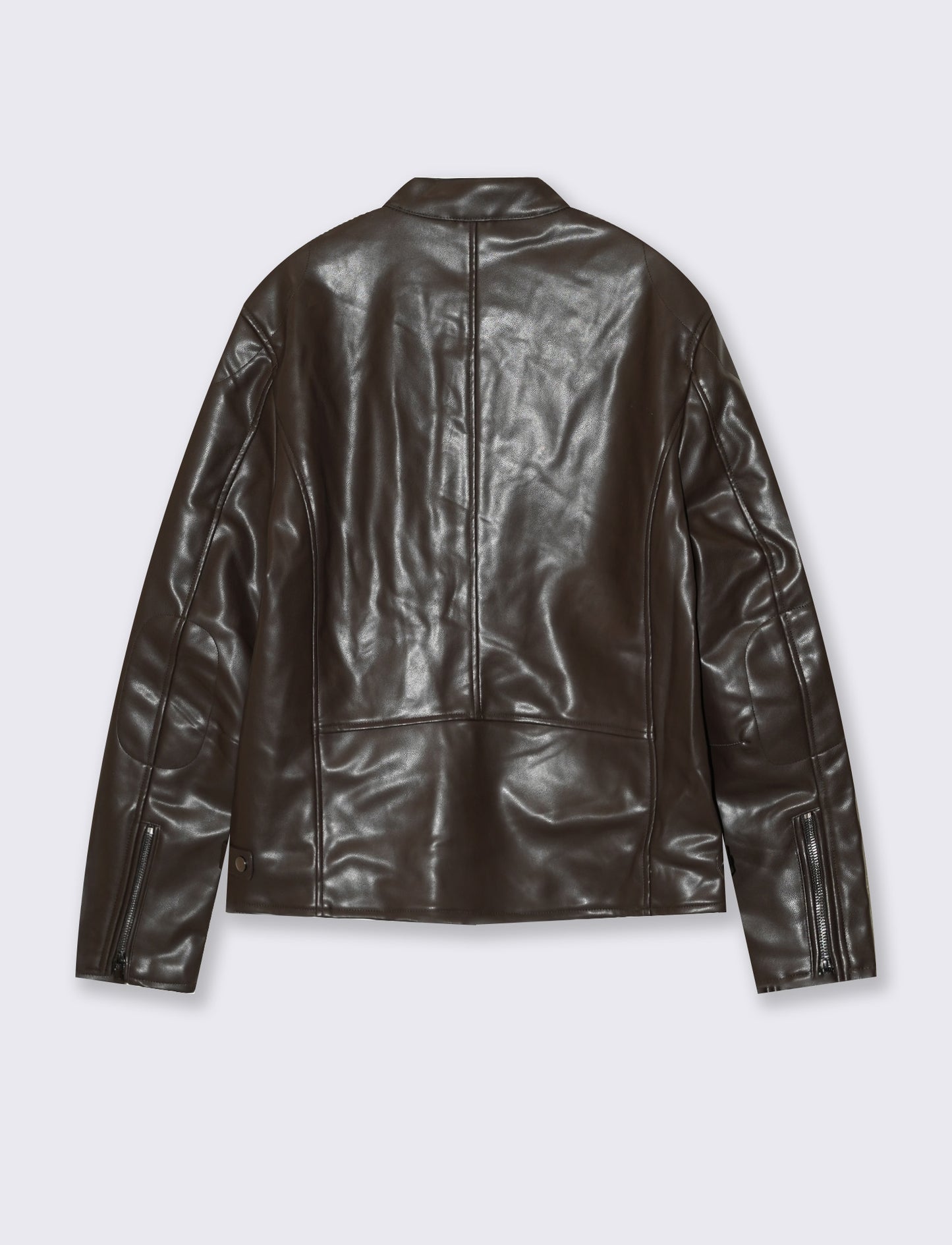 Giubbotto Biker Effetto Pelle con Collo - Moro
