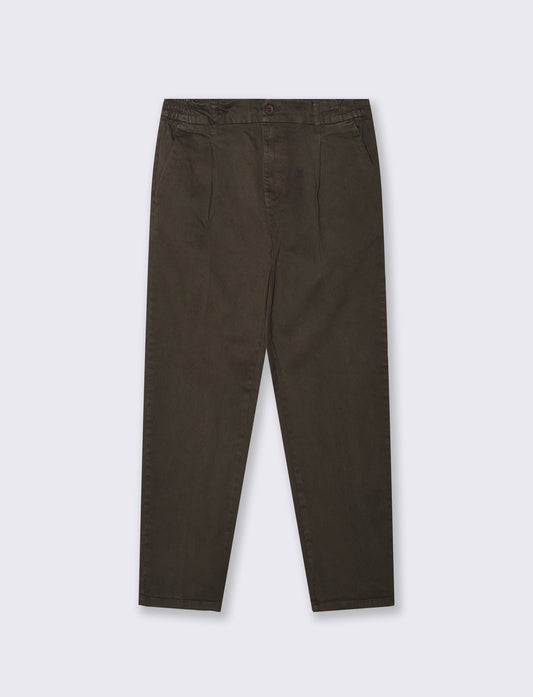 Pantaloni Chino Jogger in Twill Elasticizzati - Moro