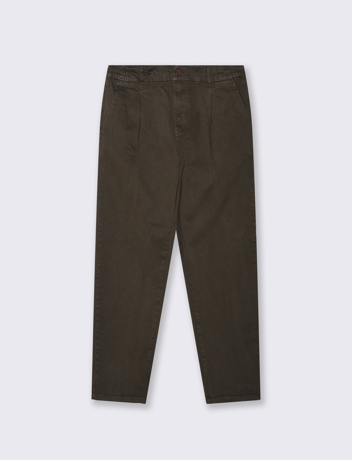 Elasticated Twill Chino Jogger Pants - Brown