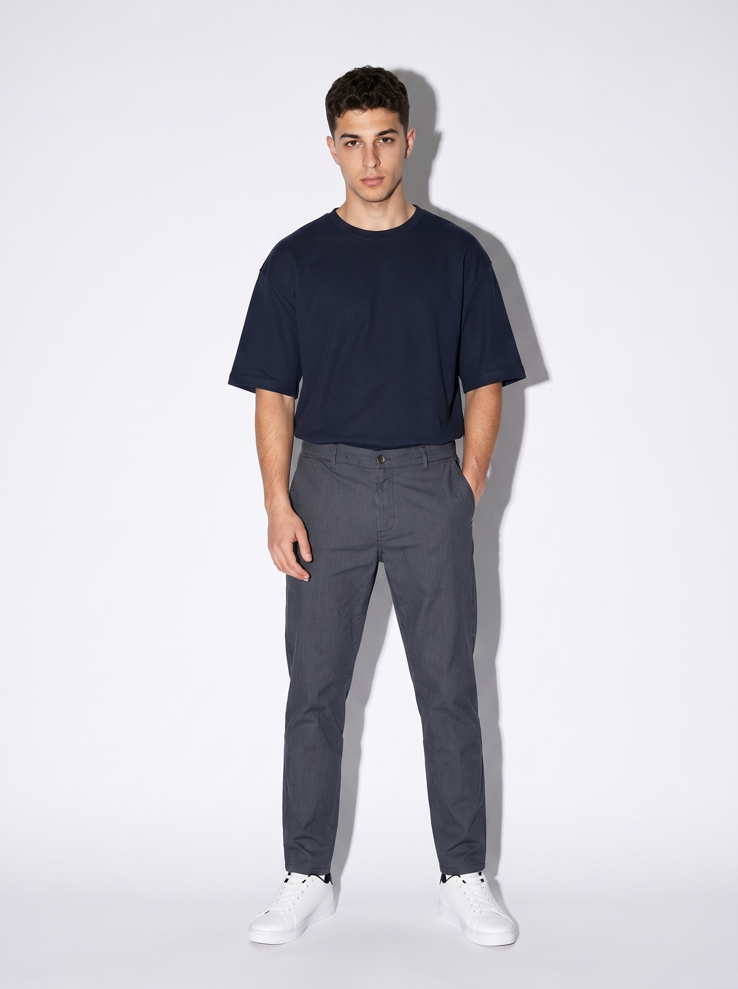 Slim Fit Striped Chino Pants - Sky blue