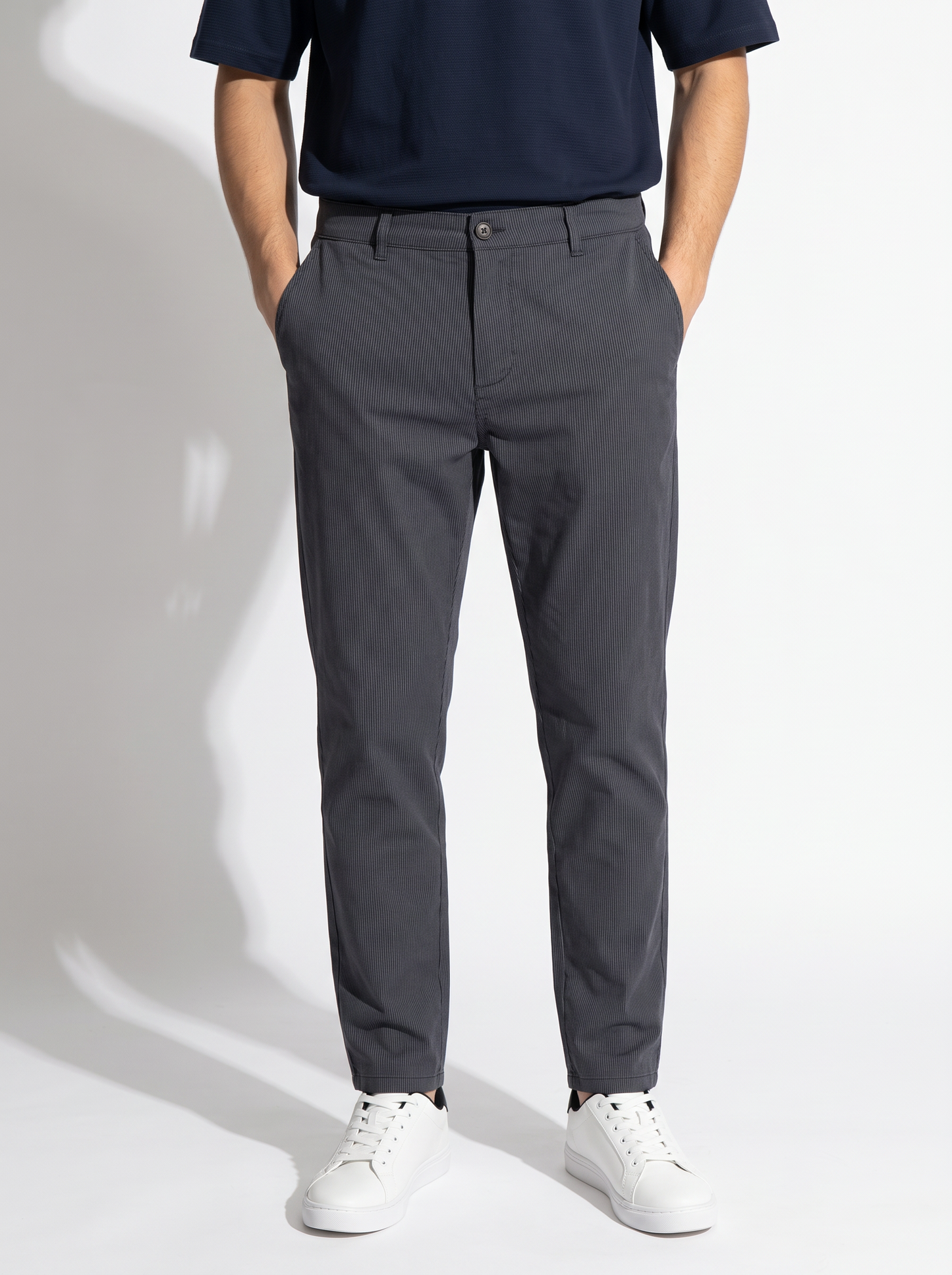 Slim Fit Striped Chino Pants - Sky blue