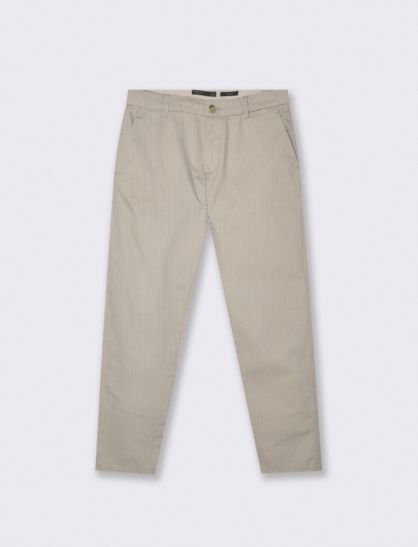 Pantaloni Chino Slim Fit a Righe - Beige