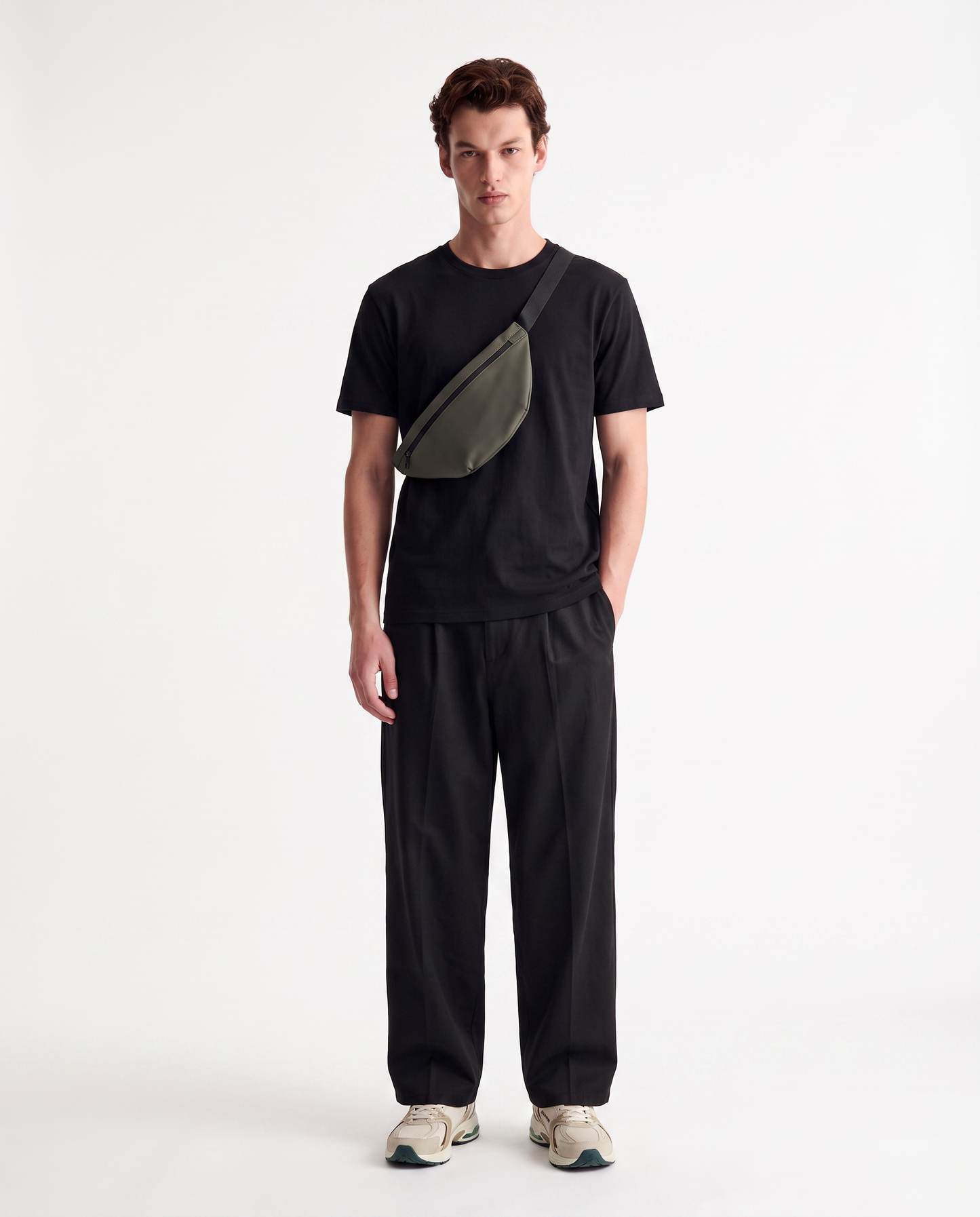 Pantaloni Chino Loose Wide Leg in Cotone - Nero