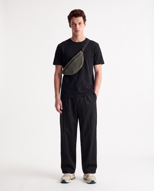 Pantaloni Chino Loose Wide Leg in Cotone - Nero