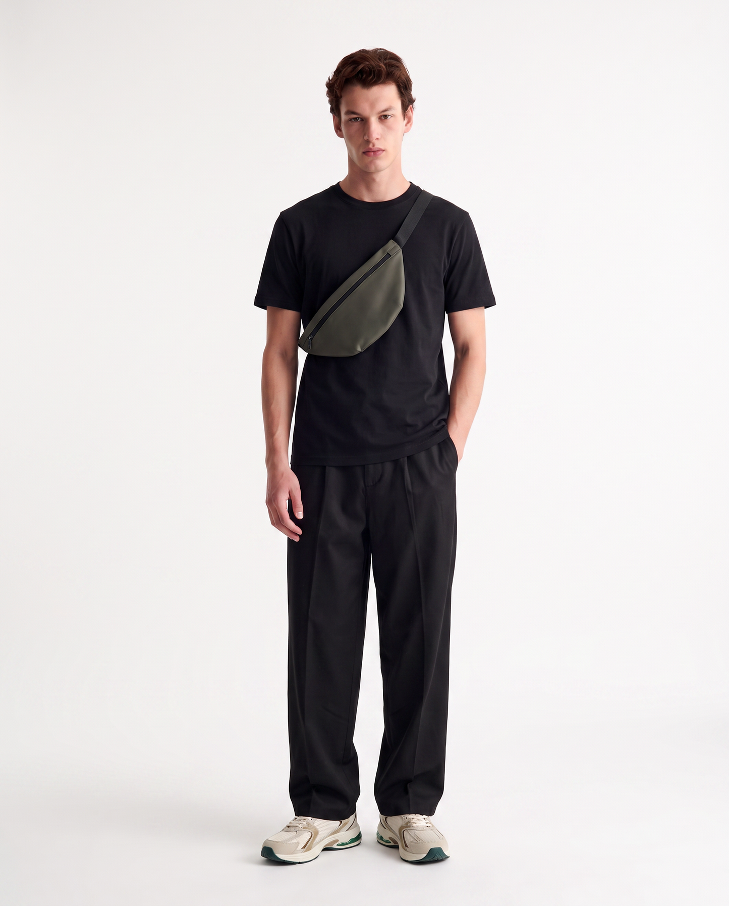 Pantaloni Chino Loose Wide Leg in Cotone - Nero