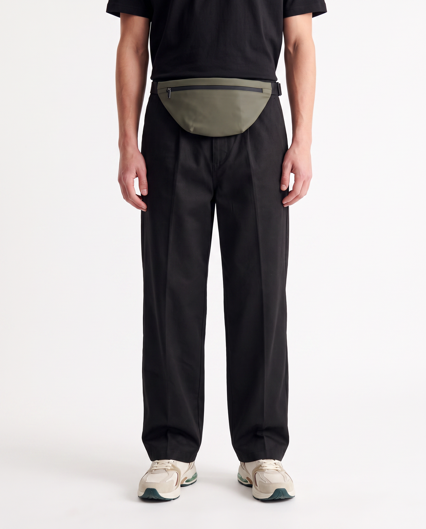 Pantaloni Chino Loose Wide Leg in Cotone - Nero
