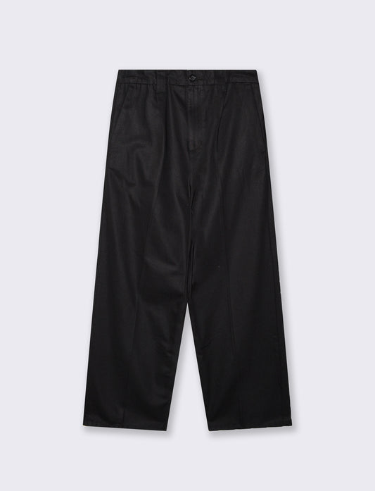 Pantaloni Chino Loose Wide Leg in Cotone - Nero