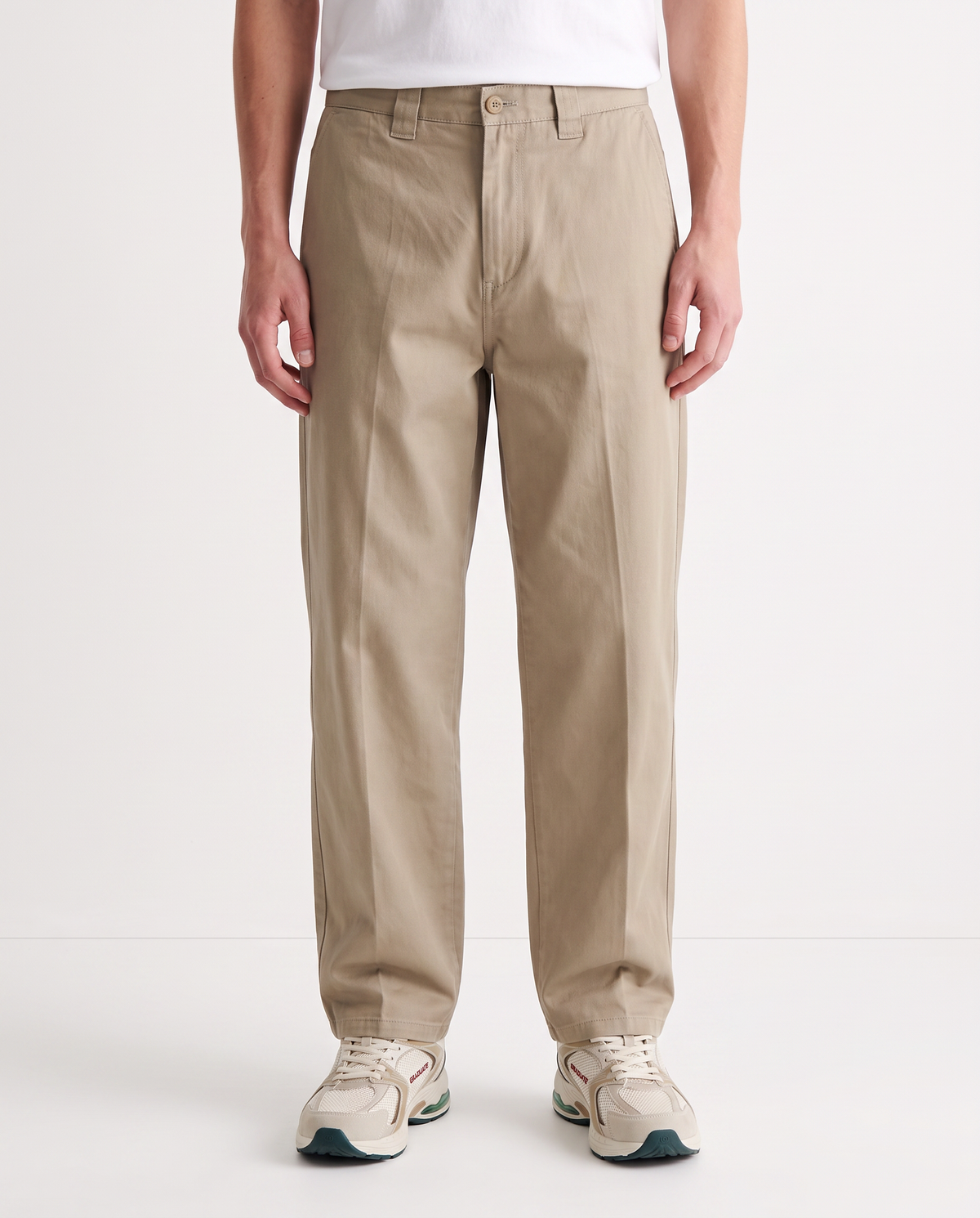 Loose Wide Leg Cotton Chino Pants - Green