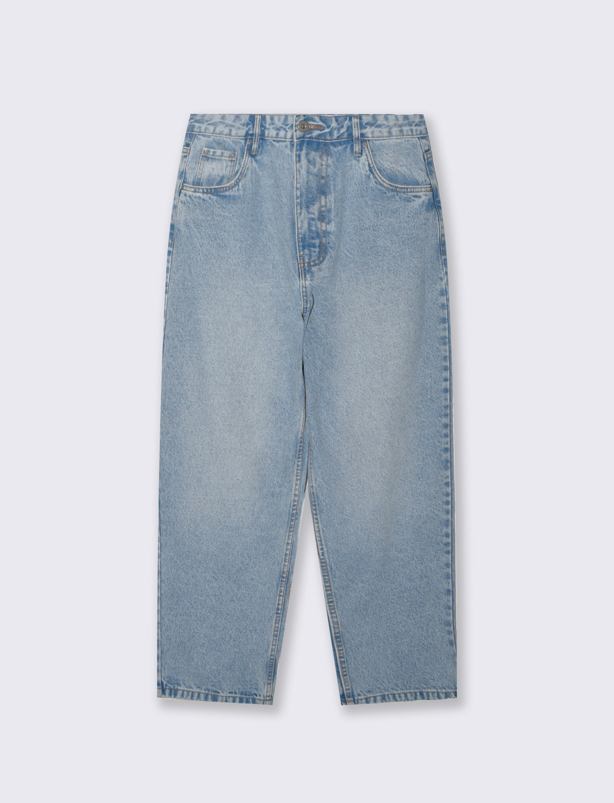 Tapered Wide Leg Jeans with Distressed Effect - Blue