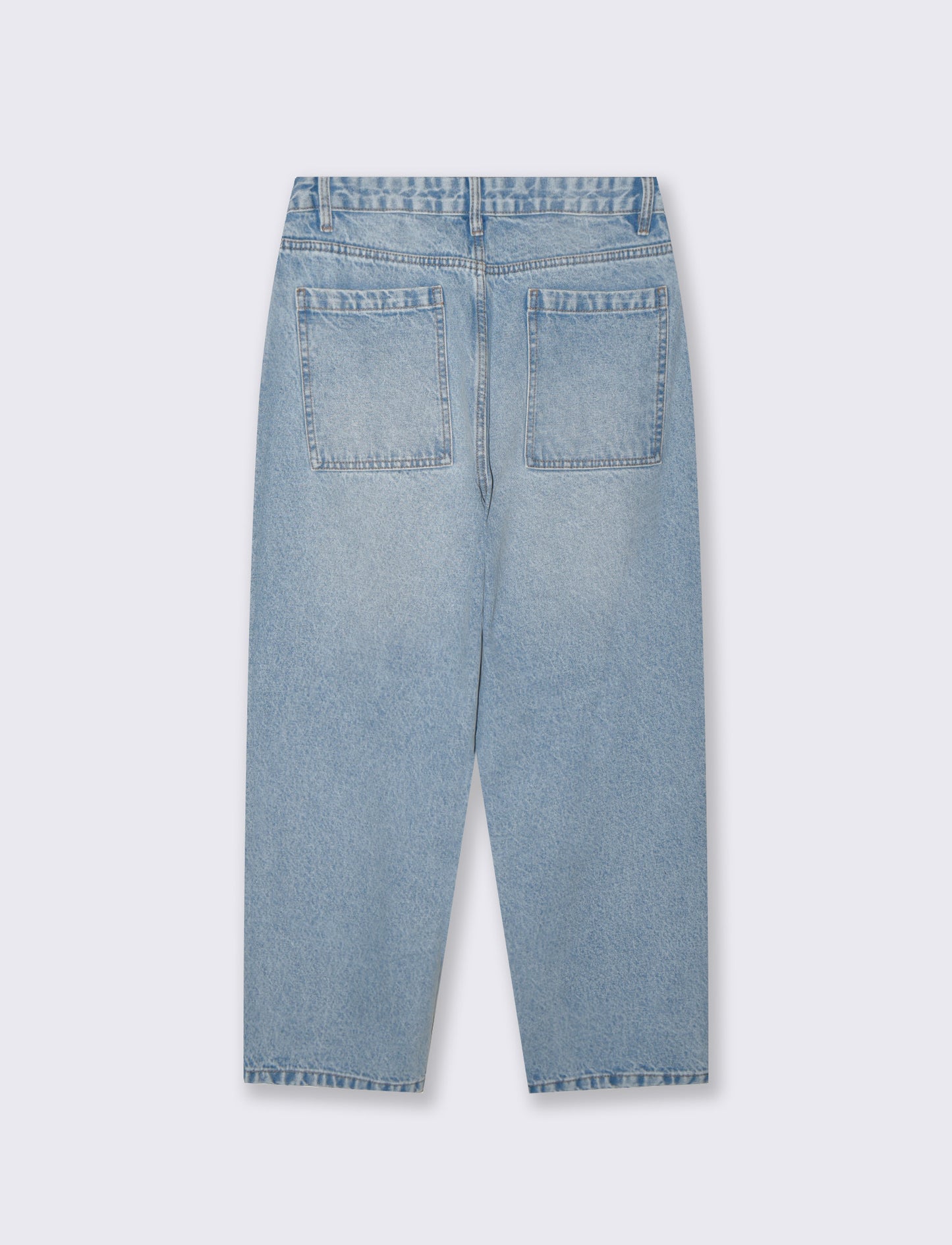 Jeans Tapered Wide Leg Effetto Slavato - Denim chiaro
