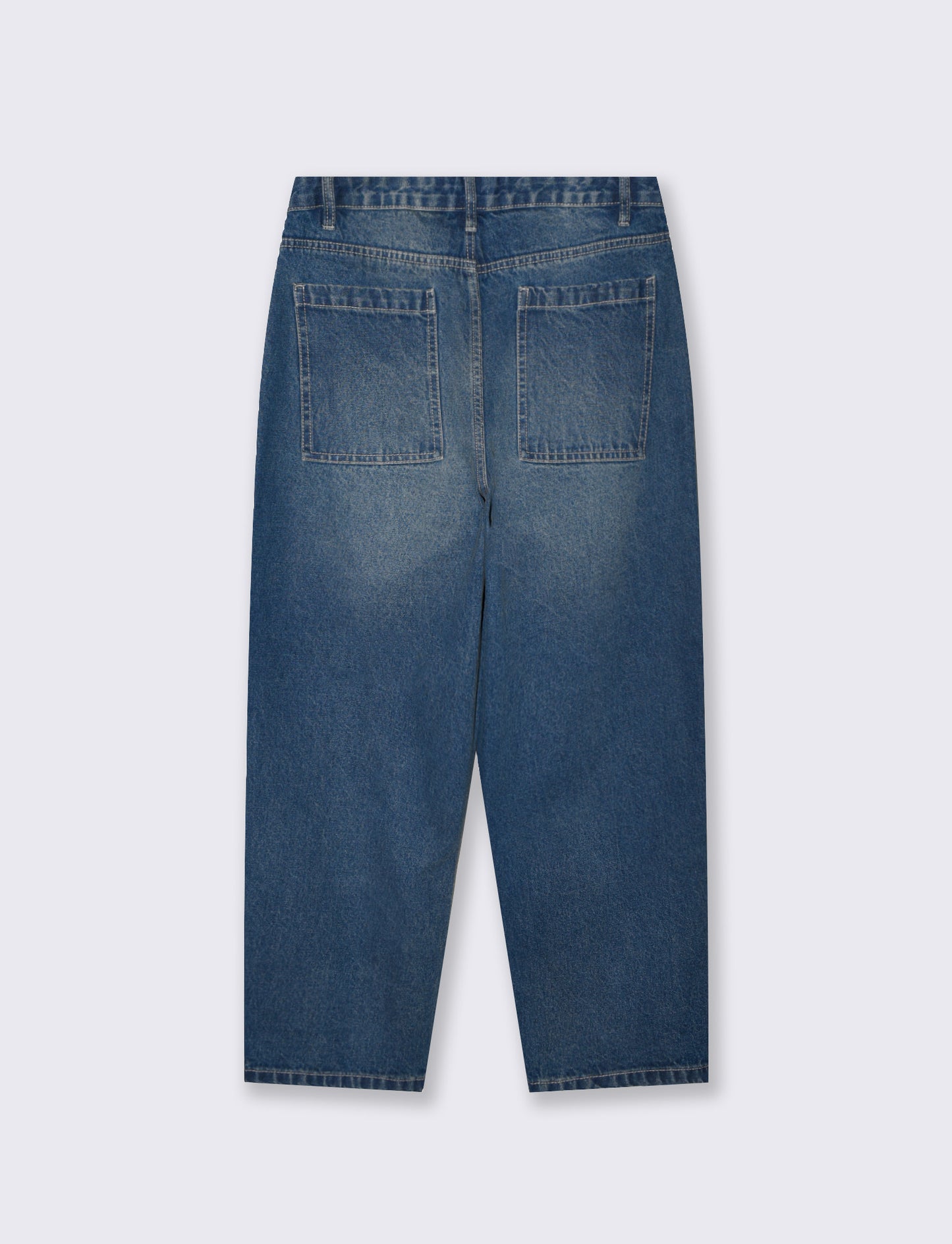 Jeans Tapered Wide Leg Effetto Slavato - Denim