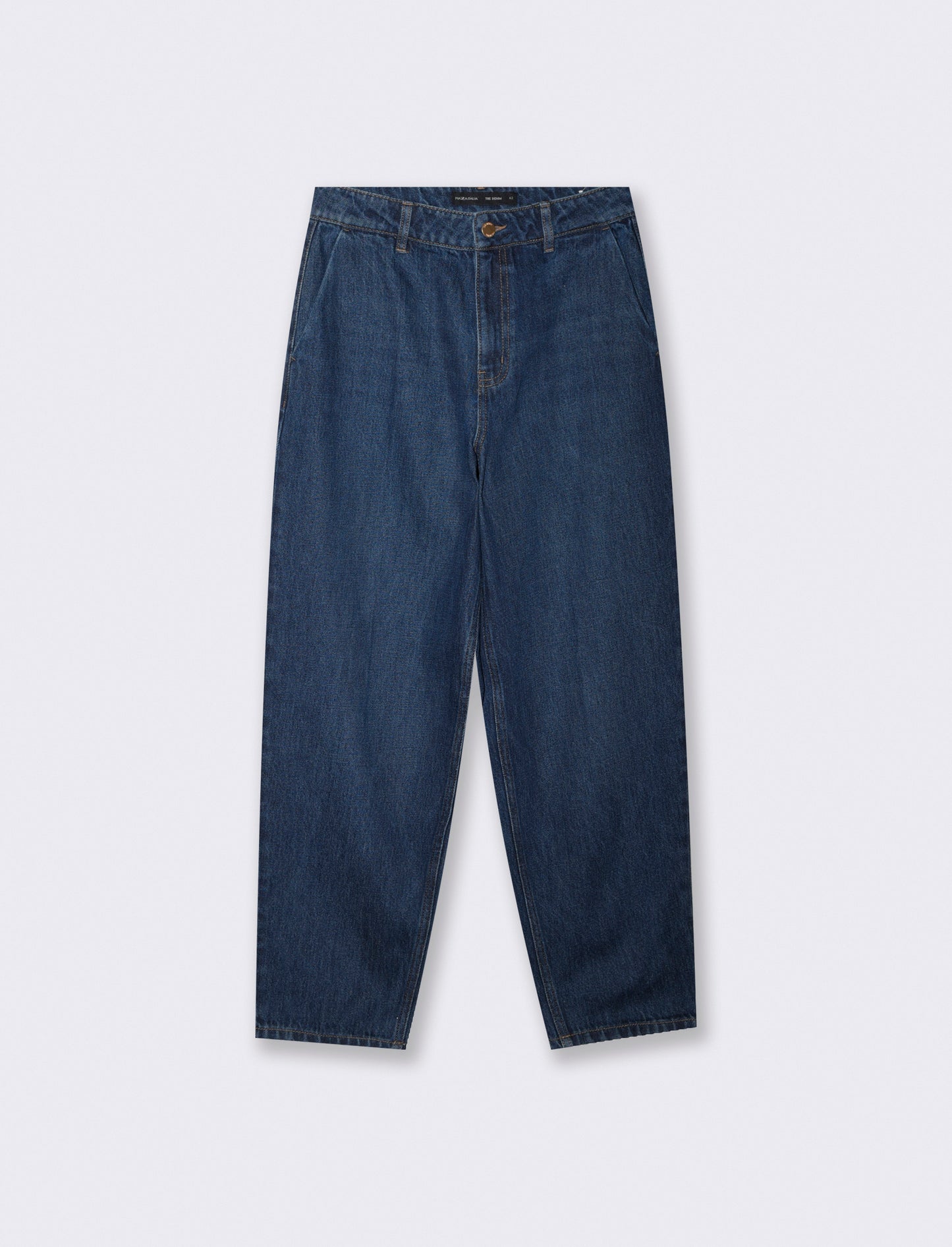 Jeans barrel a vita alta con tasche - DENIM SCURO