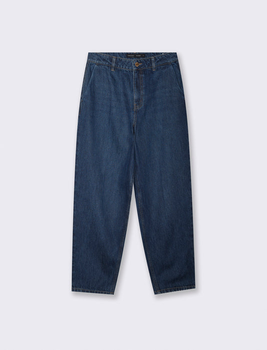 Jeans barrel a vita alta con tasche - DENIM SCURO