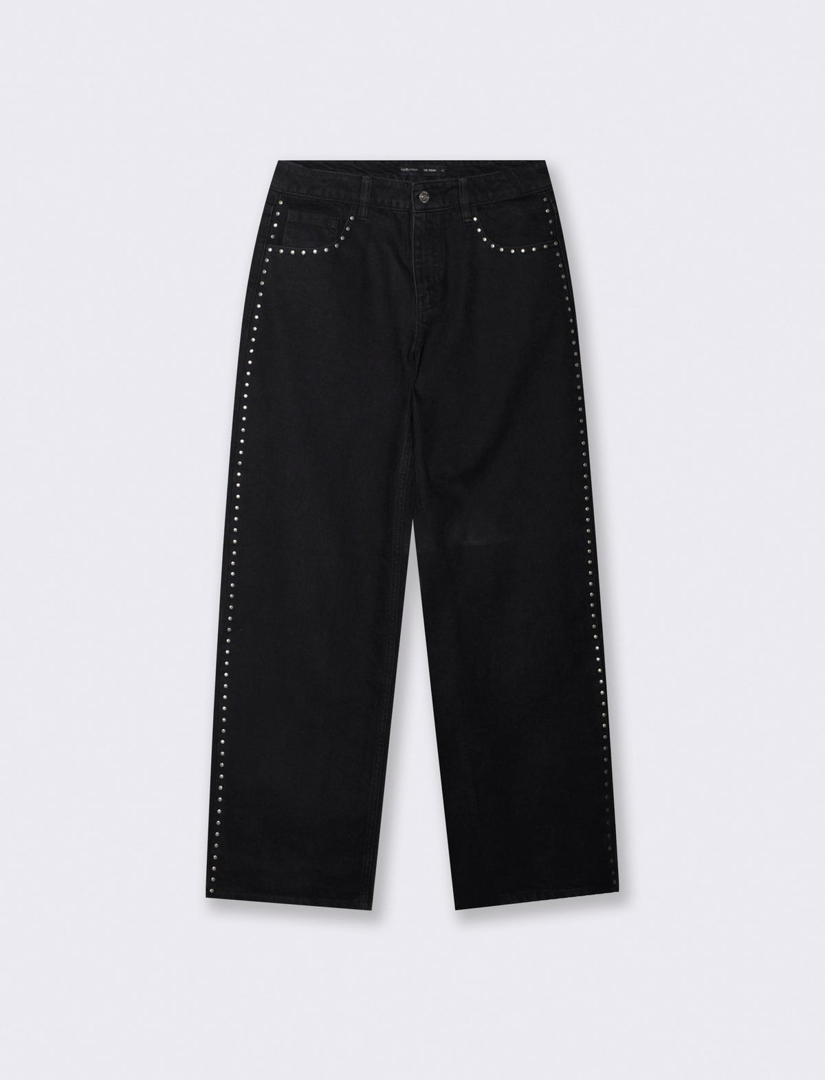 Jeans wide leg con borchie ai fianchi - Nero