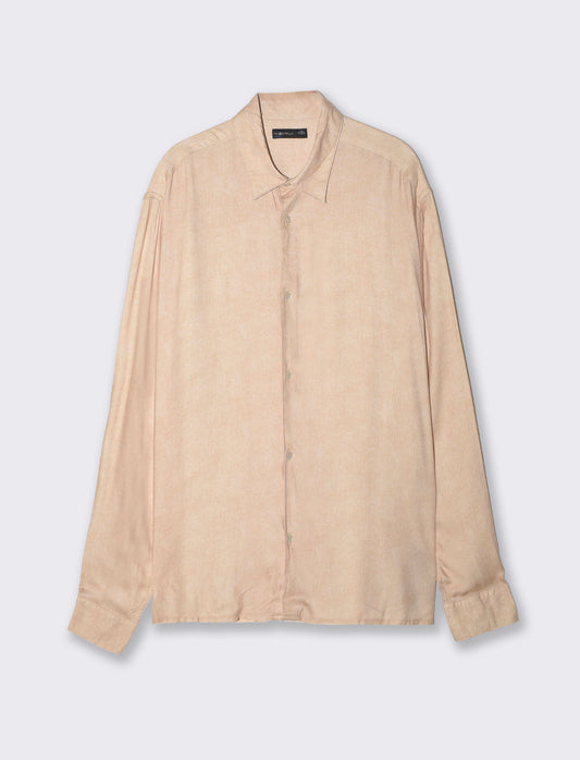 Camicia Boxy Fit con Effetto Maltinto - Beige