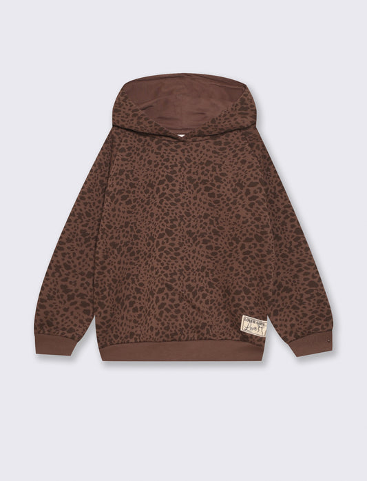 Felpa con cappuccio in polycotone morbido - Marrone cioccolato