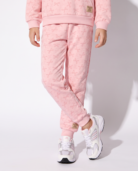 Jogger da bambina in tessuto garzato - Rosa
