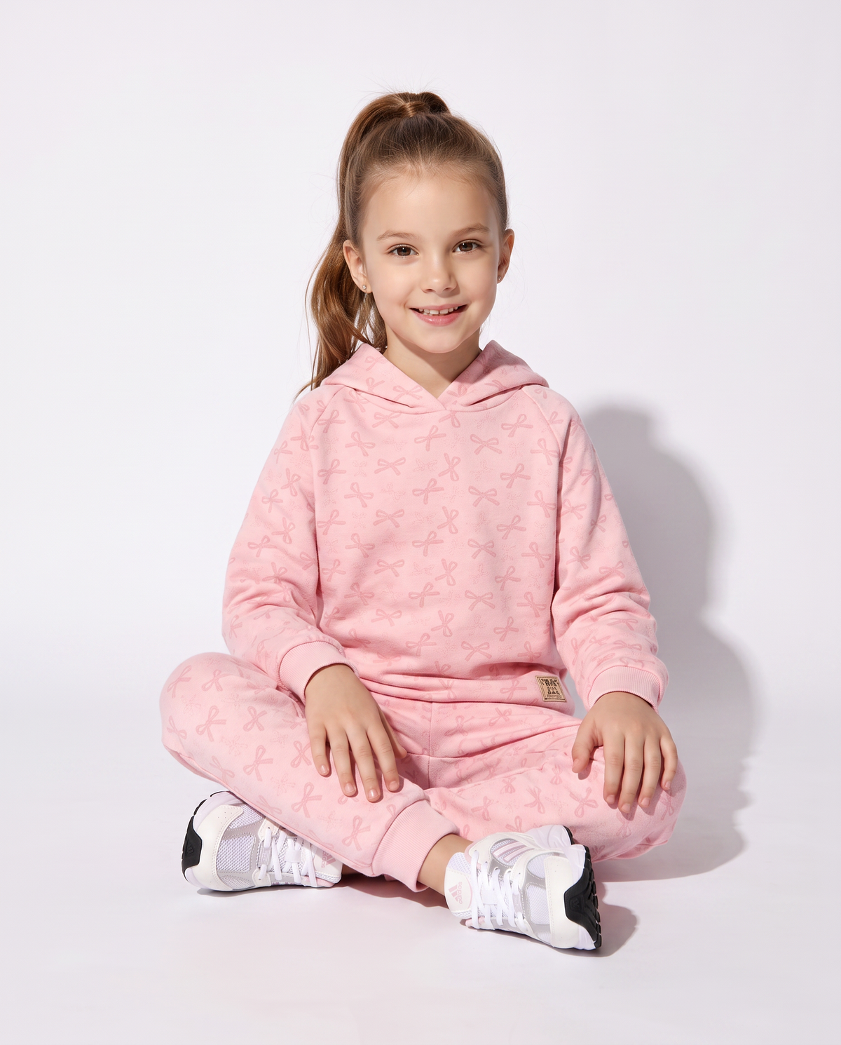 Jogger da bambina in tessuto garzato - Rosa