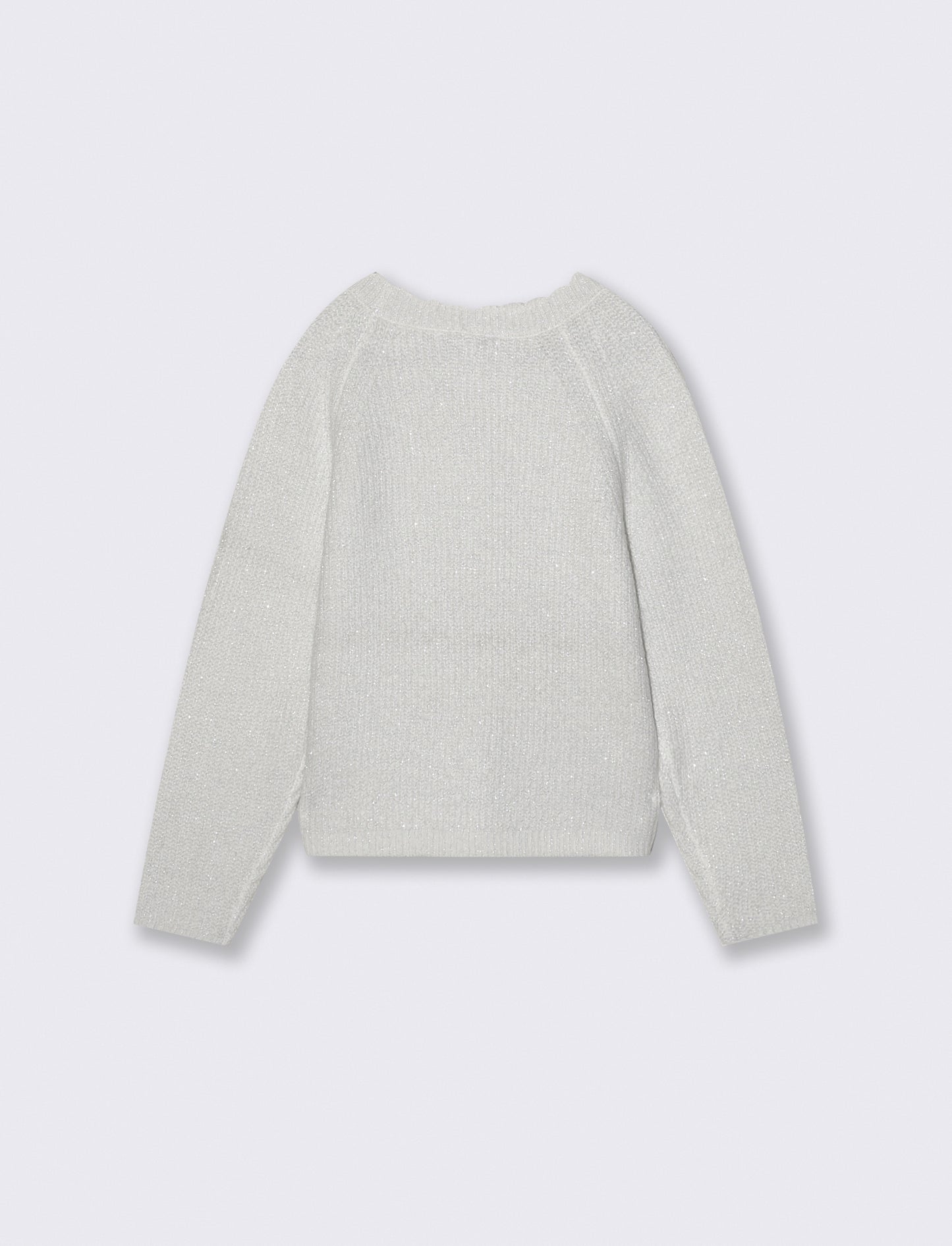 Metallic Knit Raglan Cardigan - White