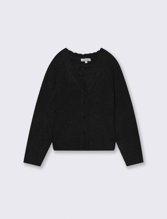 Cardigan raglan in maglieria metallizzata - Nero