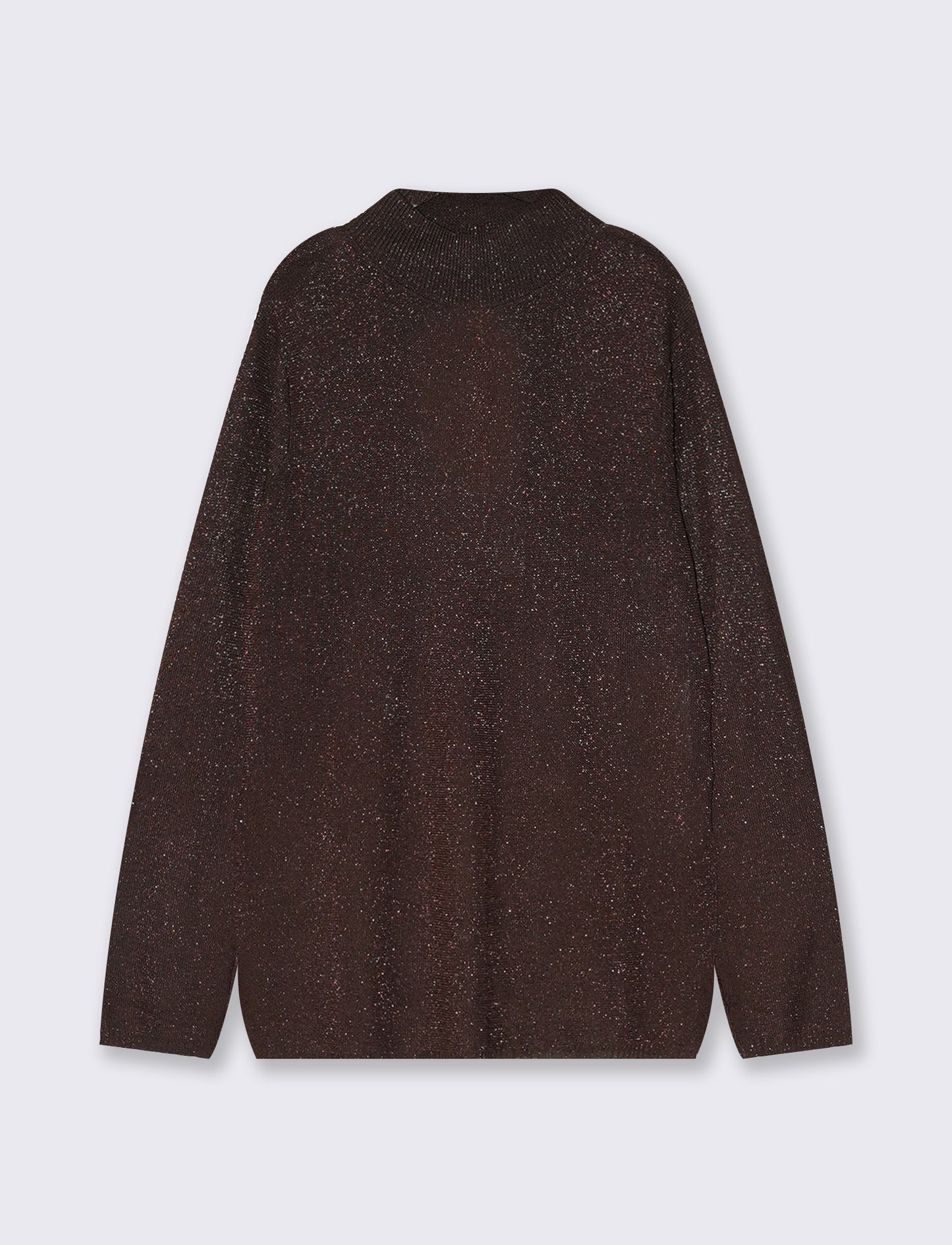 Pullover lungo collo lupetto con spacchi - Moro