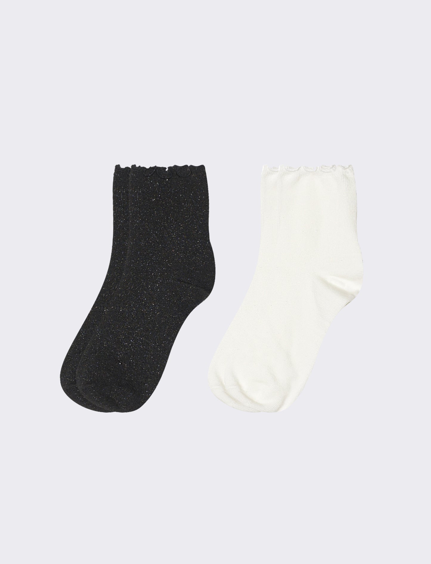Calzini freel lurex - 2 paia - bianco/nero