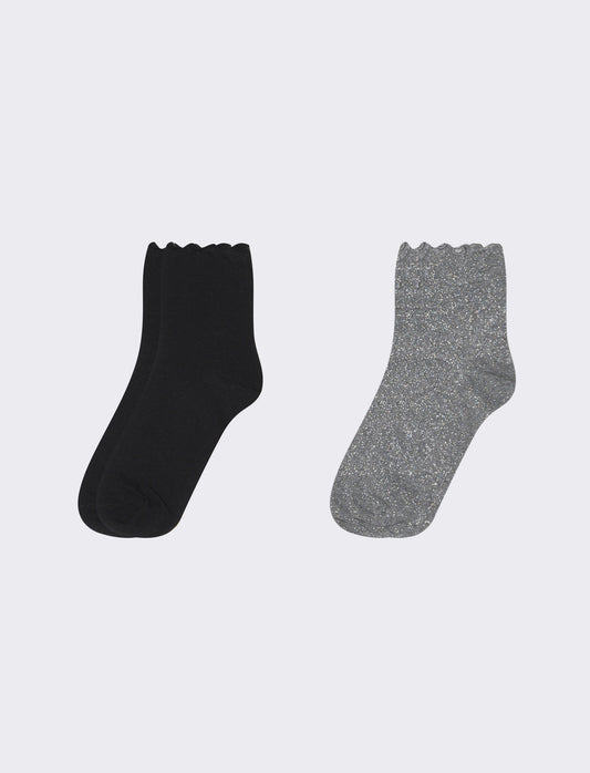 Calzini freel lurex - 2 paia - Nero-grigio