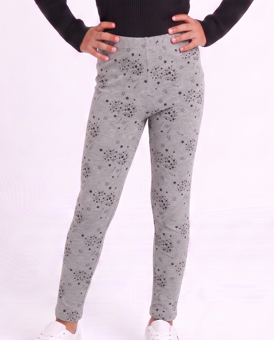 Leggings da bambina con fantasia estrosa - Grigio chiaro mel.