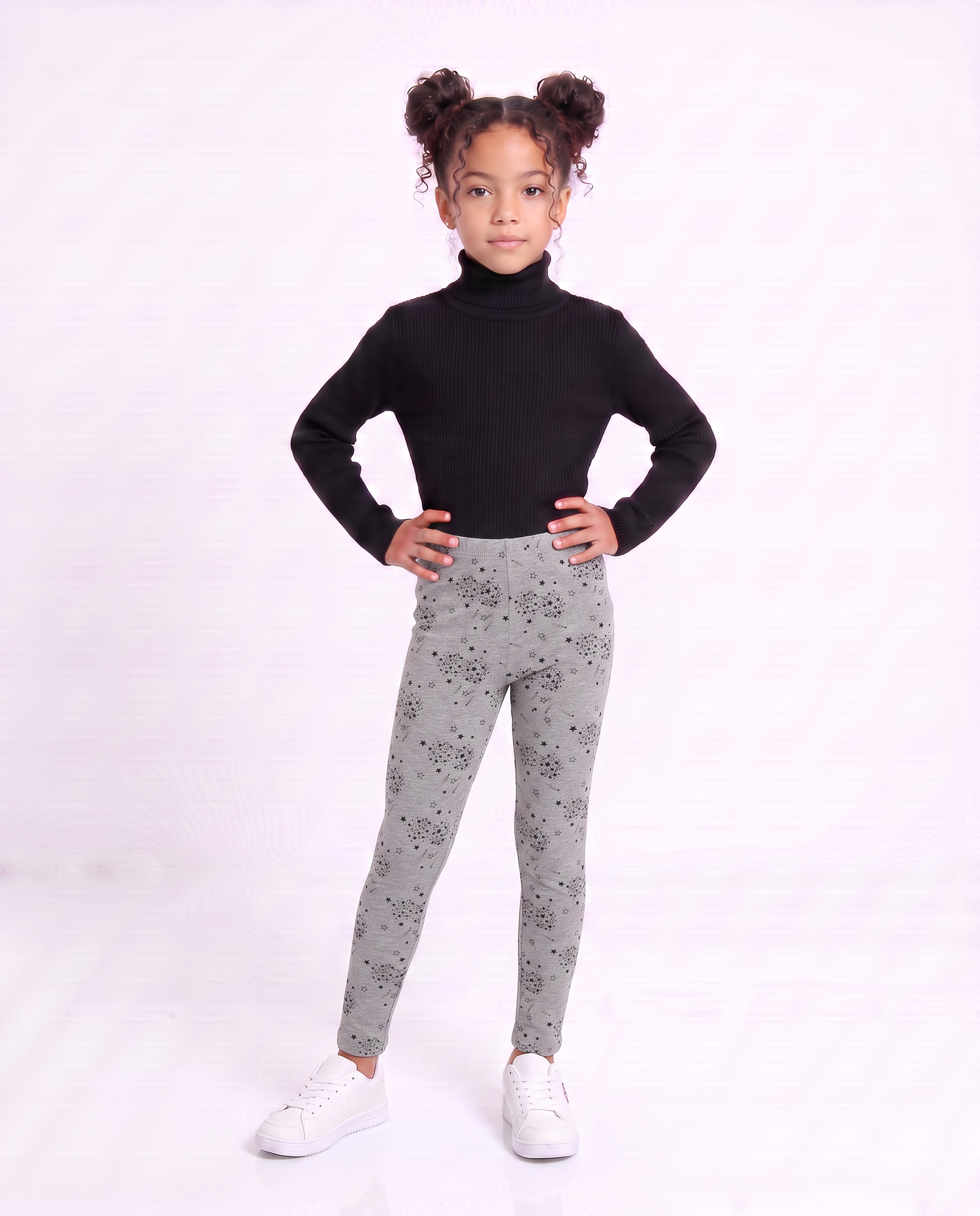 Leggings da bambina con fantasia estrosa - Grigio chiaro mel.