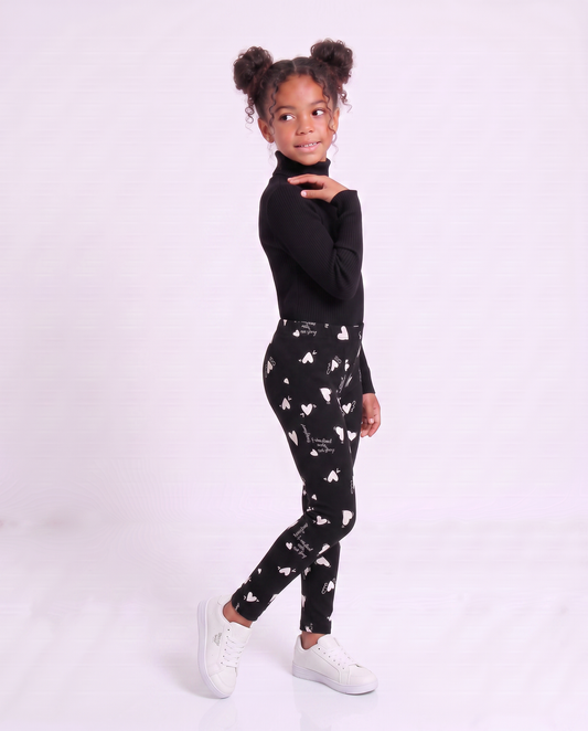 Leggings da bambina con fantasia estrosa - Nero