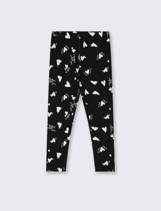 Leggings da bambina con fantasia estrosa - Nero