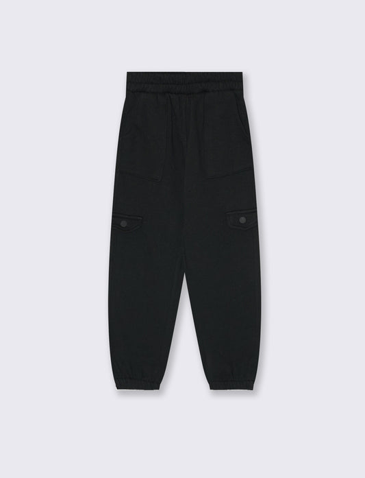 Comfortable girls' joggers with pockets and elastic waistband - Black