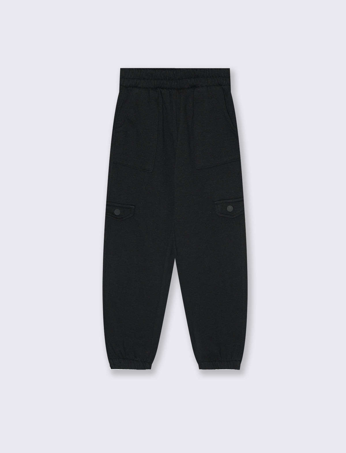 Jogger bambina comodi con tasconi e vita elastica - Nero