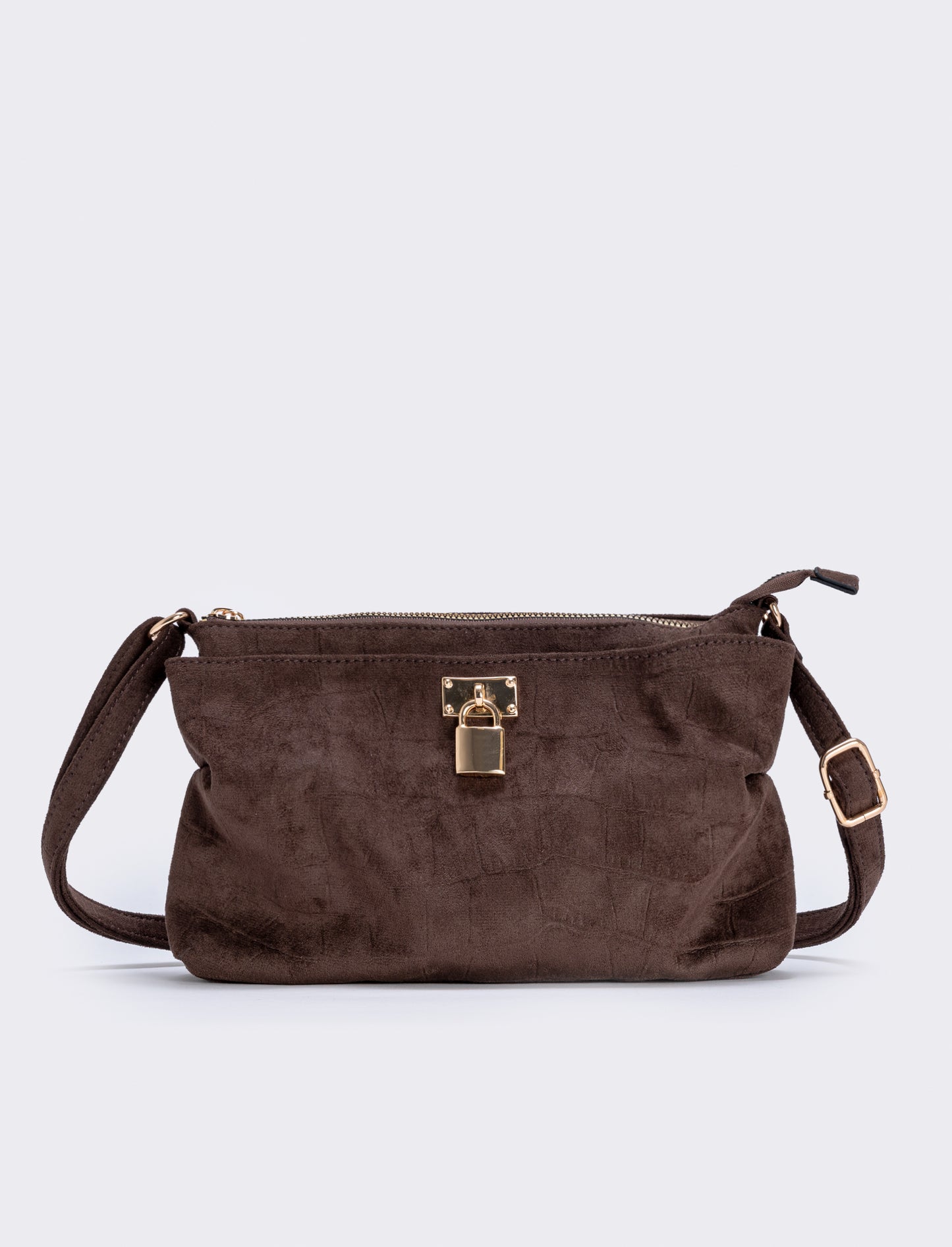 Borsetta suede cocco con lucchetto - Moro