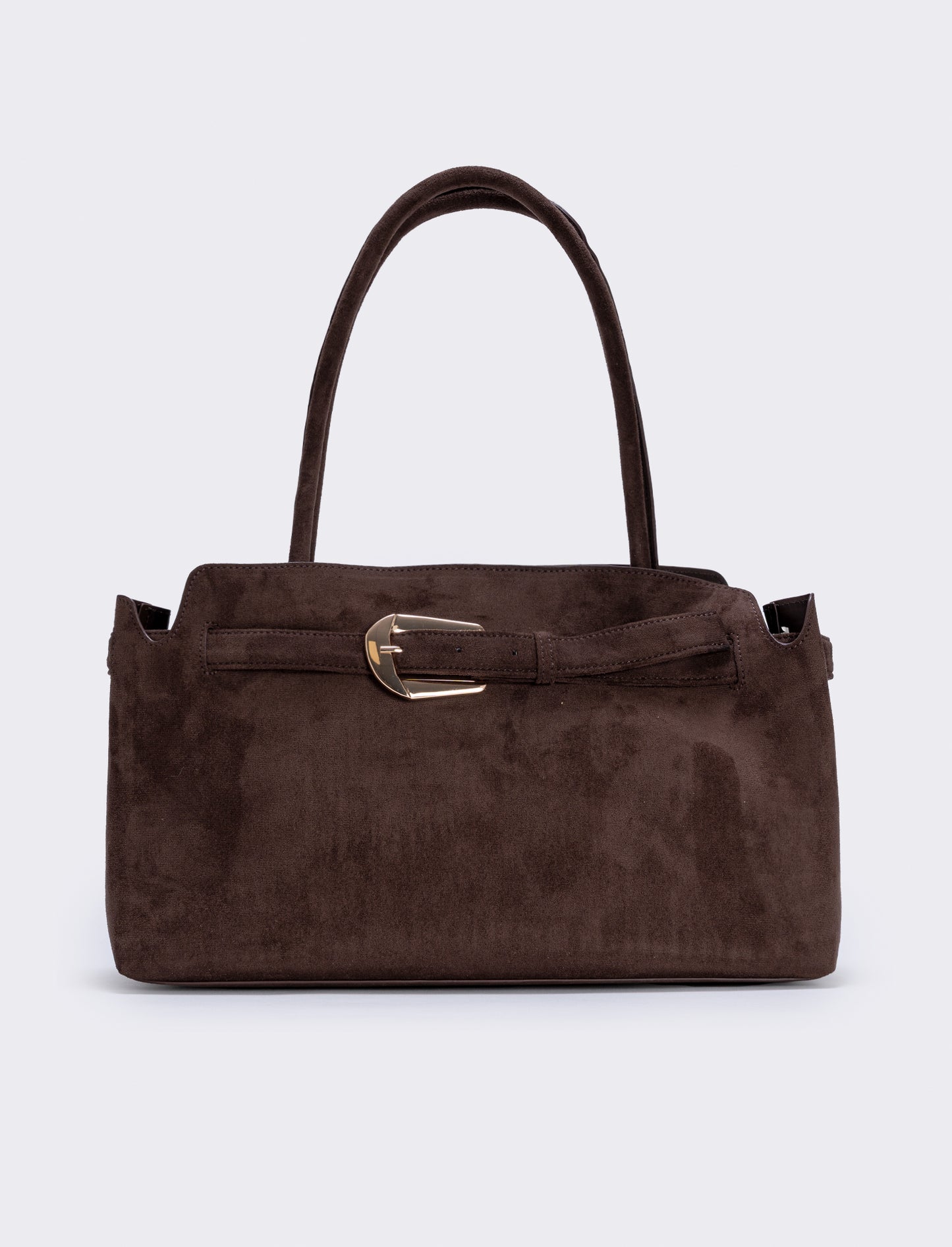 Borsa suede con fibbia grande - Moro