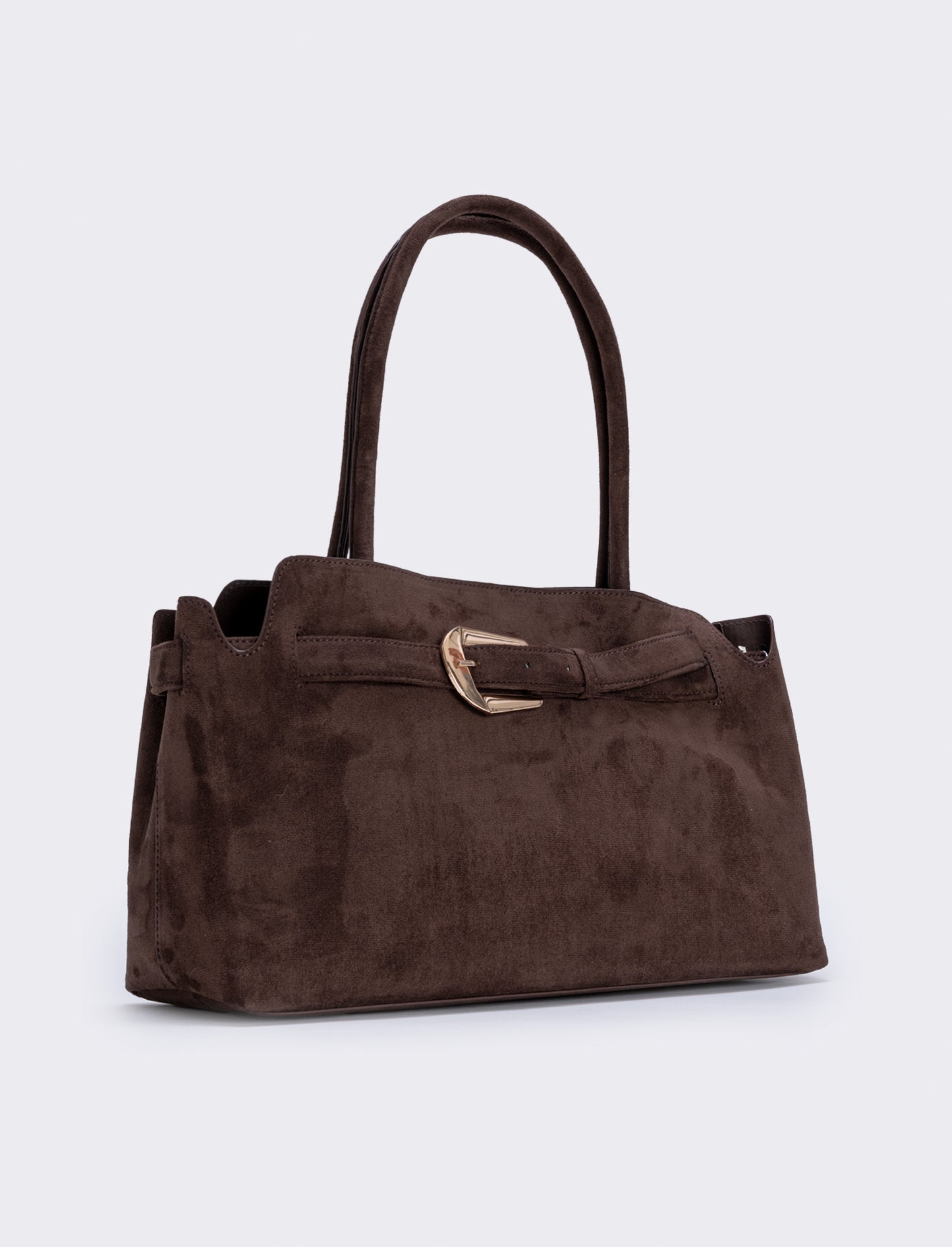 Borsa suede con fibbia grande - Moro
