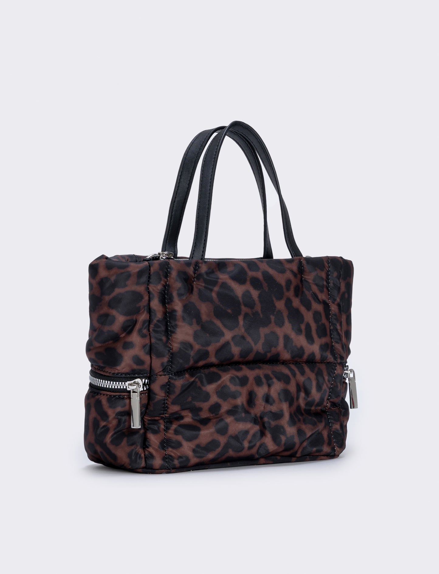 Shopper trapuntata piccola tasche laterali - Leopardato