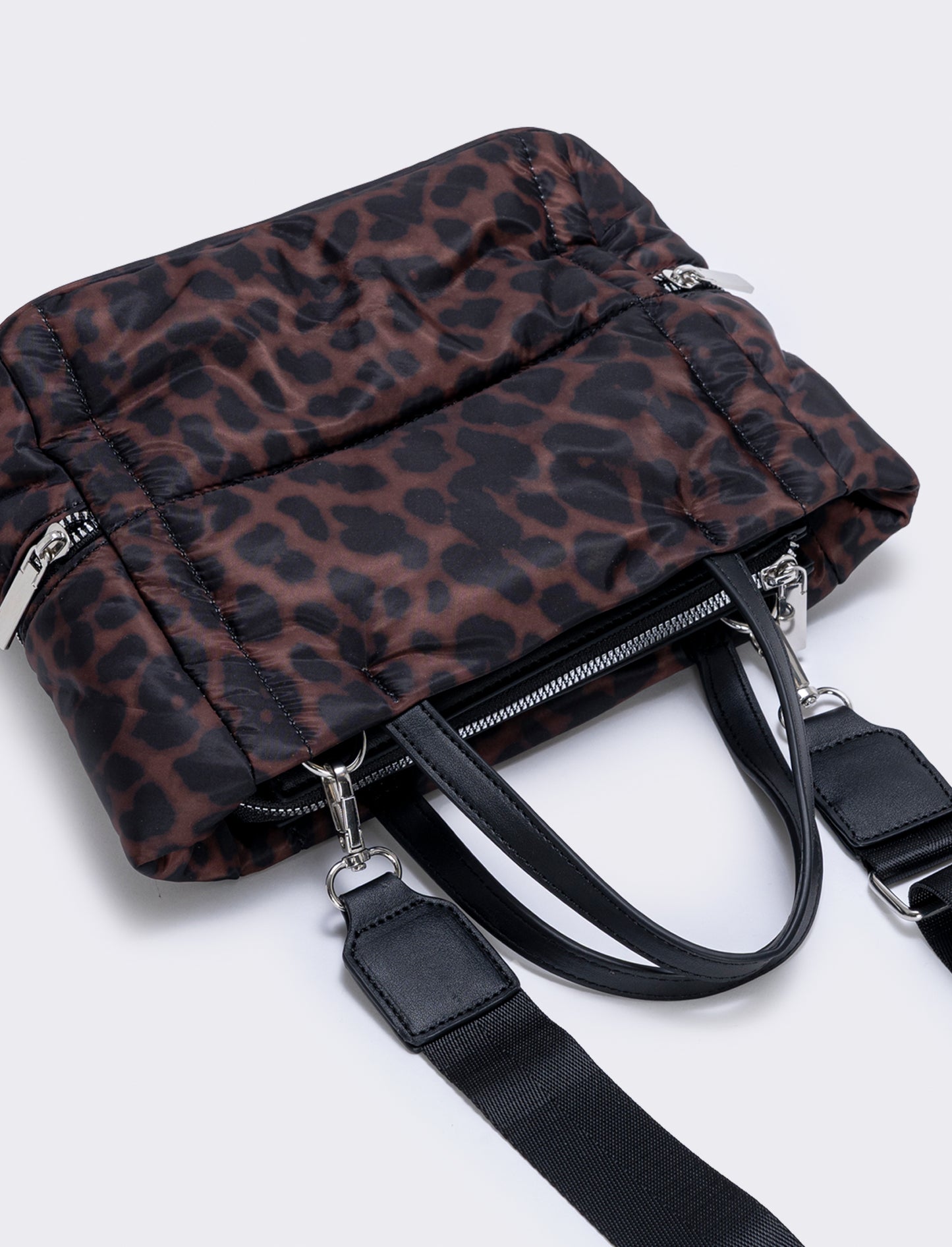 Shopper trapuntata piccola tasche laterali - Leopardato