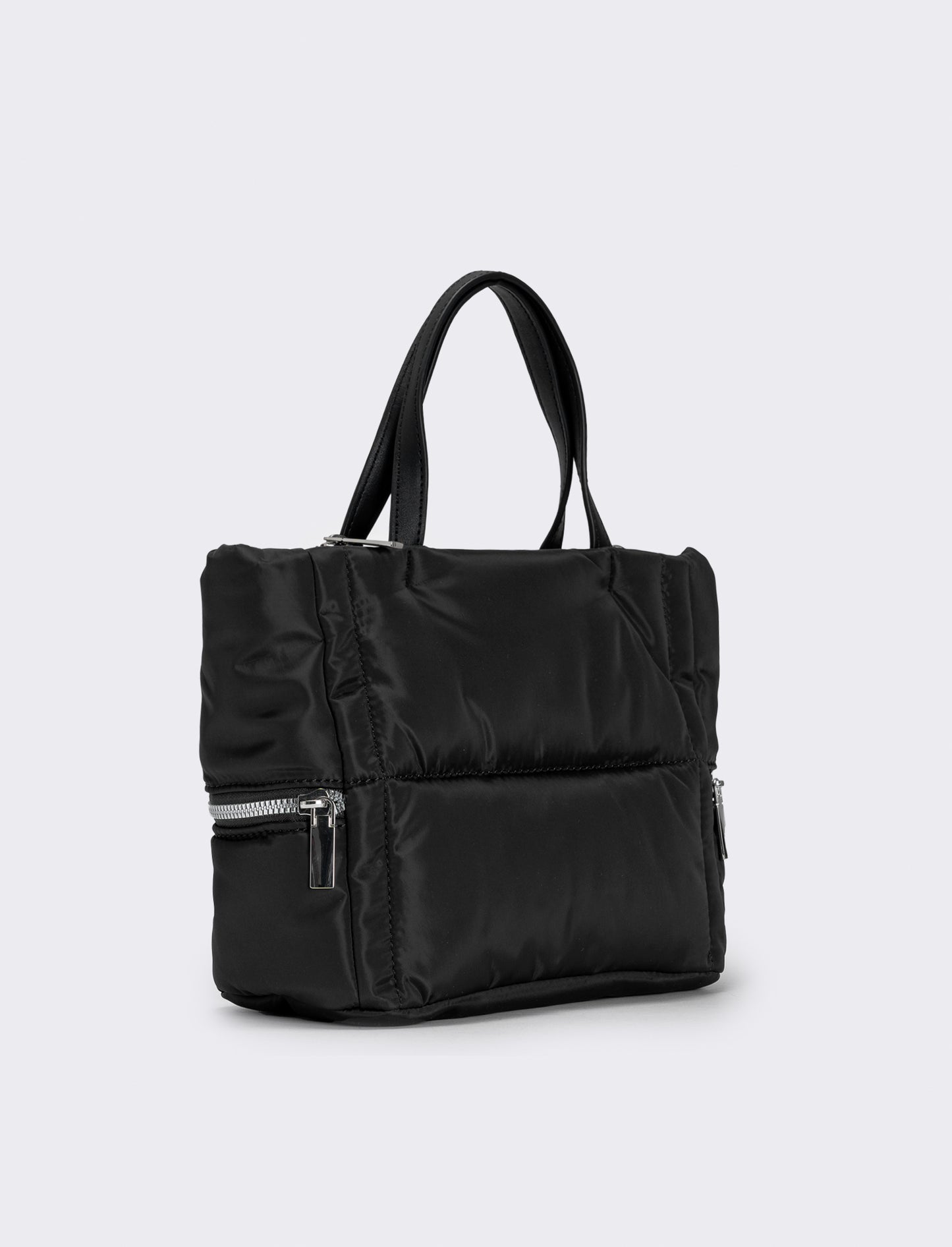 Quilted shopper with side pockets - Black