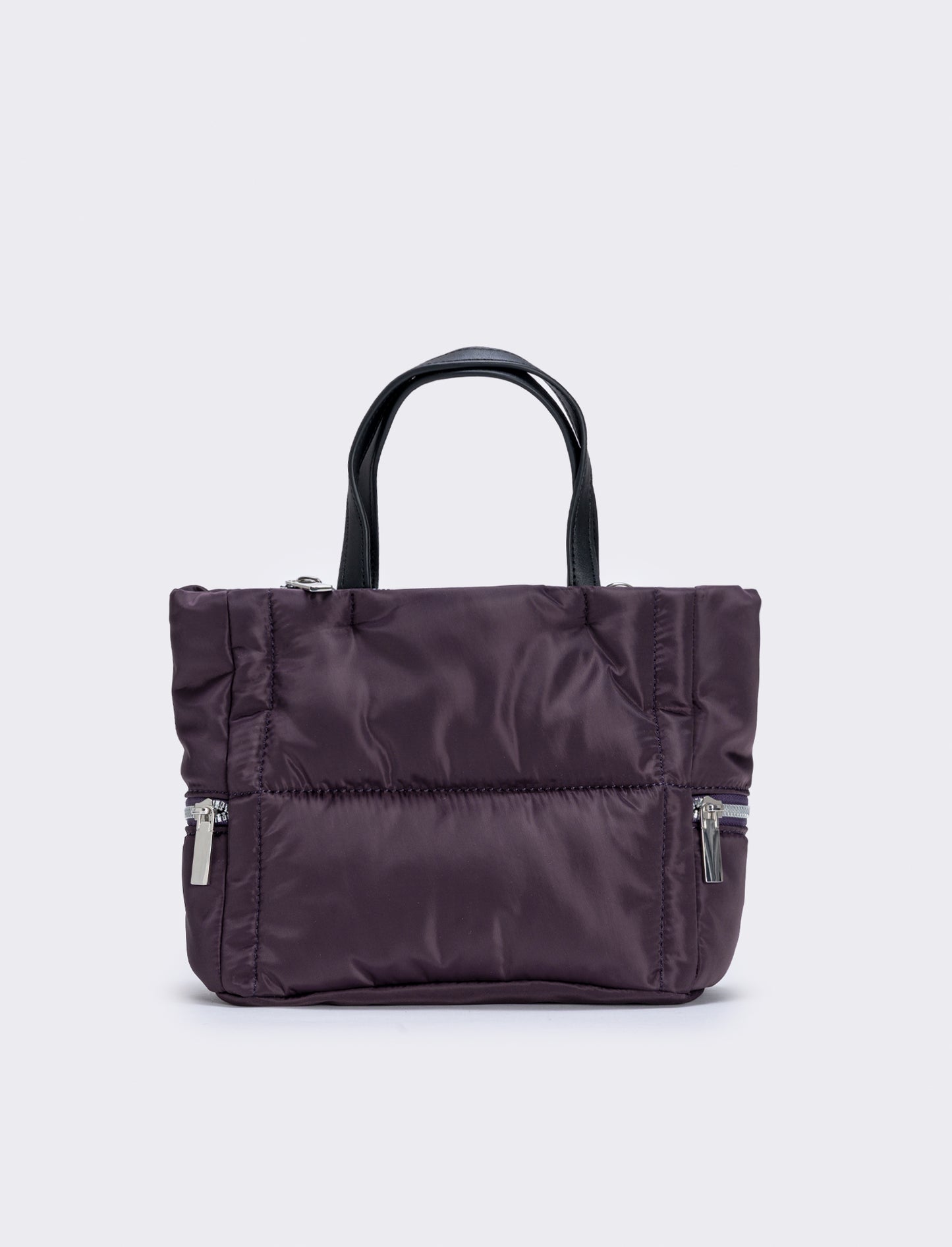 Shopper trapuntata con tasche laterali - Viola prugna