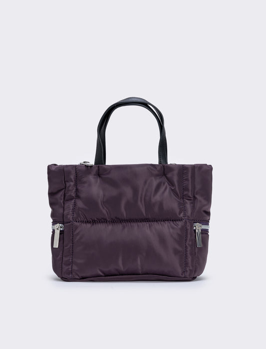 Shopper trapuntata con tasche laterali - Viola prugna