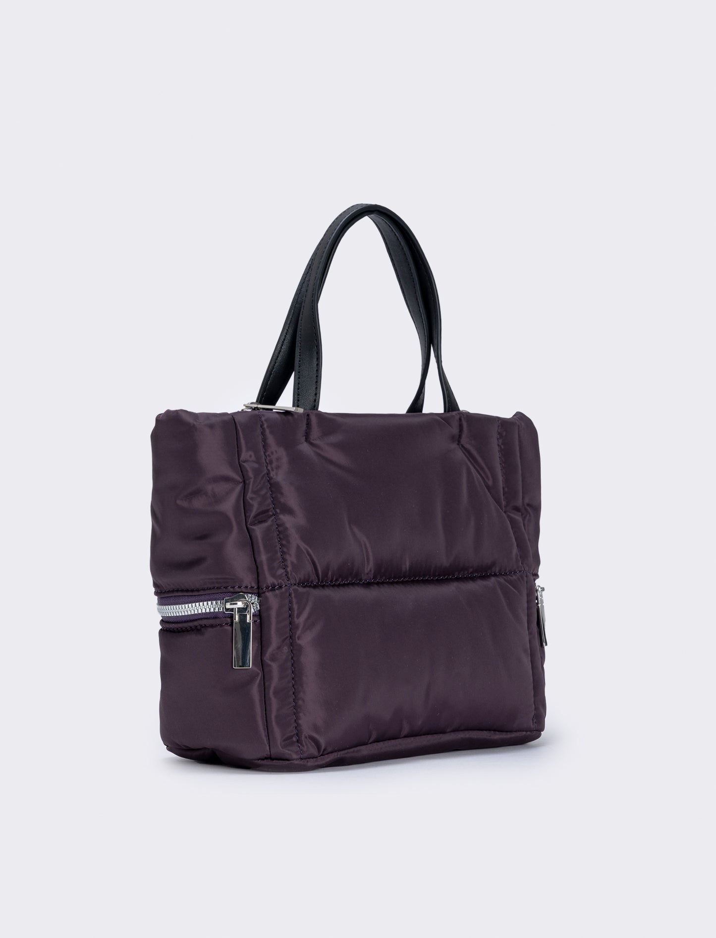 Shopper trapuntata con tasche laterali - Viola prugna