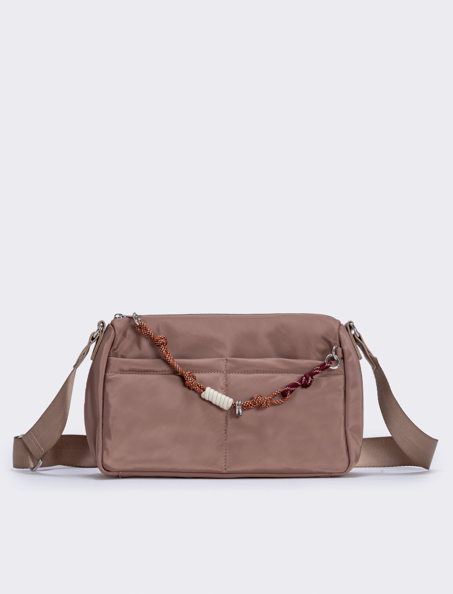 Nylon bag with drawstring and shoulder strap - Beige